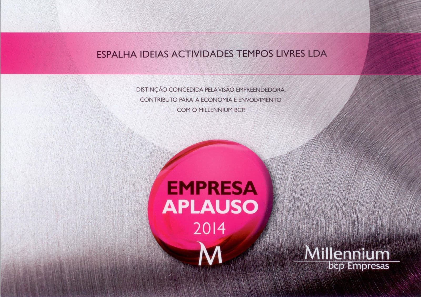 Certificado Empresa Aplauso, Millennium BCP
